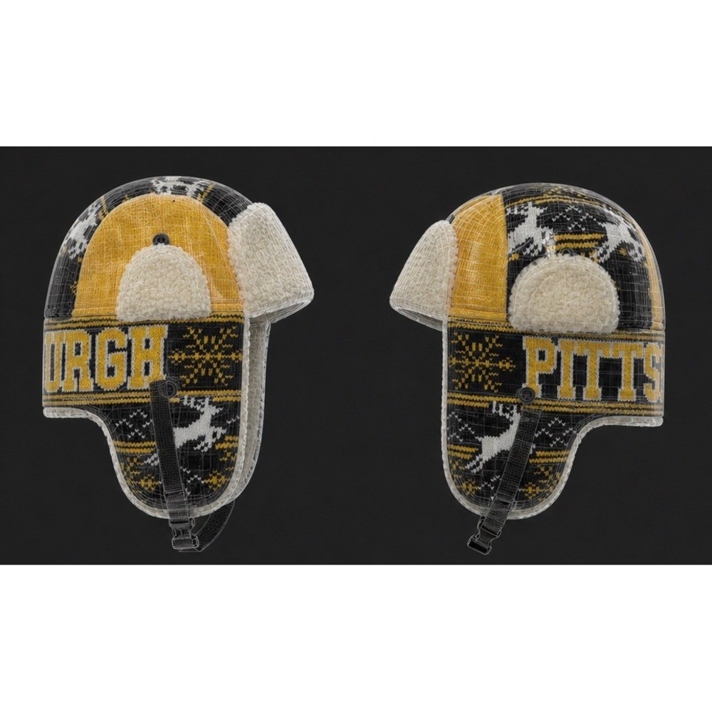 Pittsburgh Trapper Hat Quilted /Sherpa Lined Winter Cap Pirates Steelers Colors